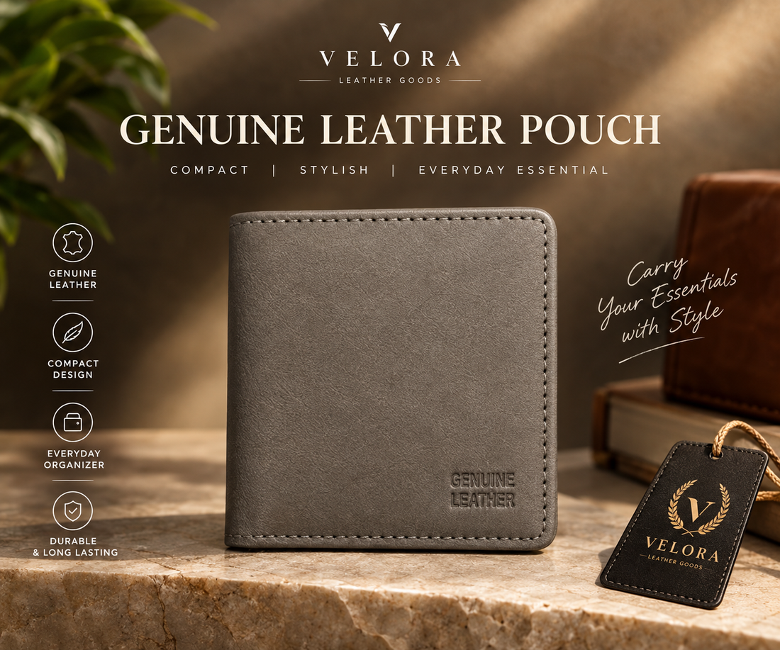 VELORA Genuine Leather Pouch – Premium Everyday Organizer